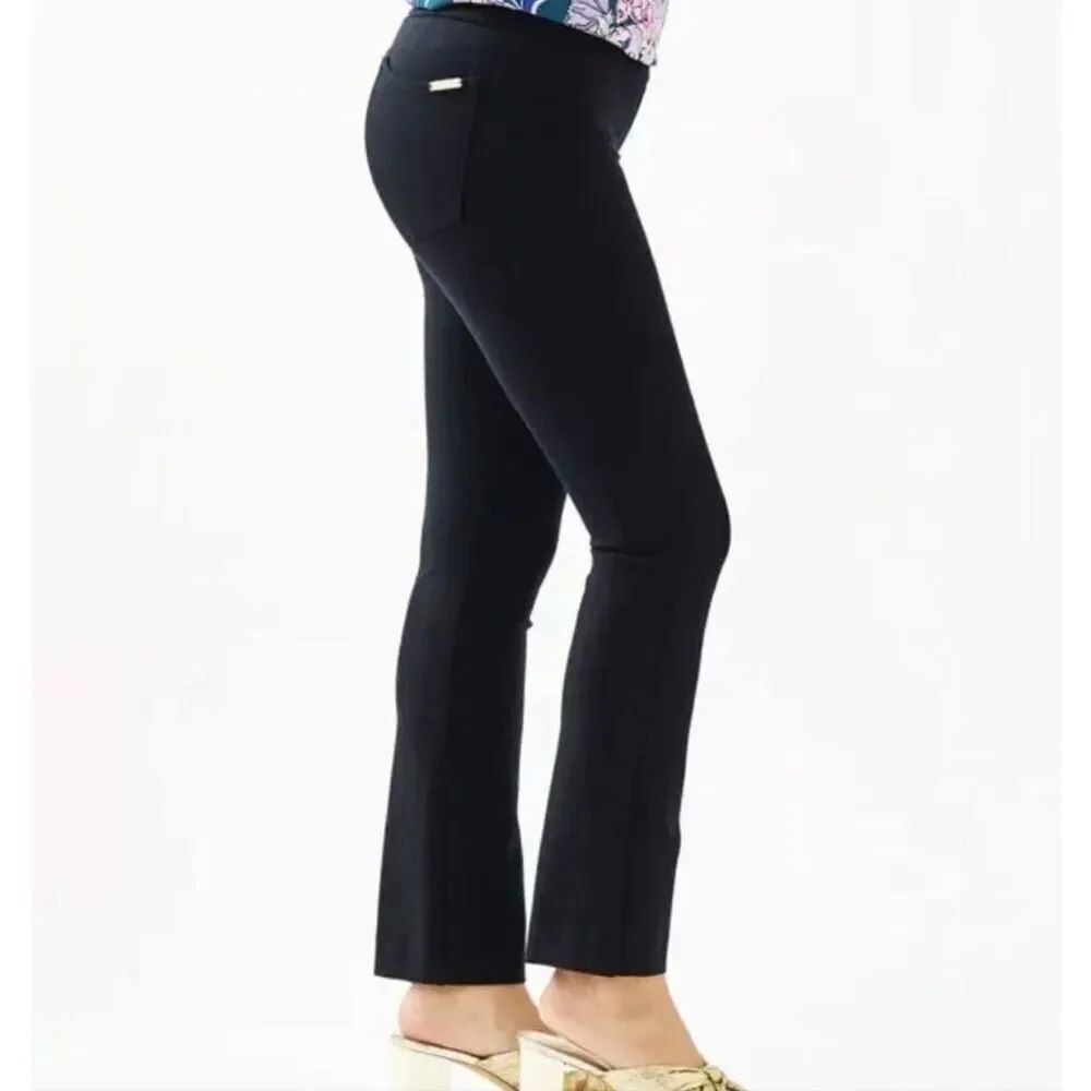Lilly Pulitzer Mia Cropped Flare Ponte Pants Onyx Size S